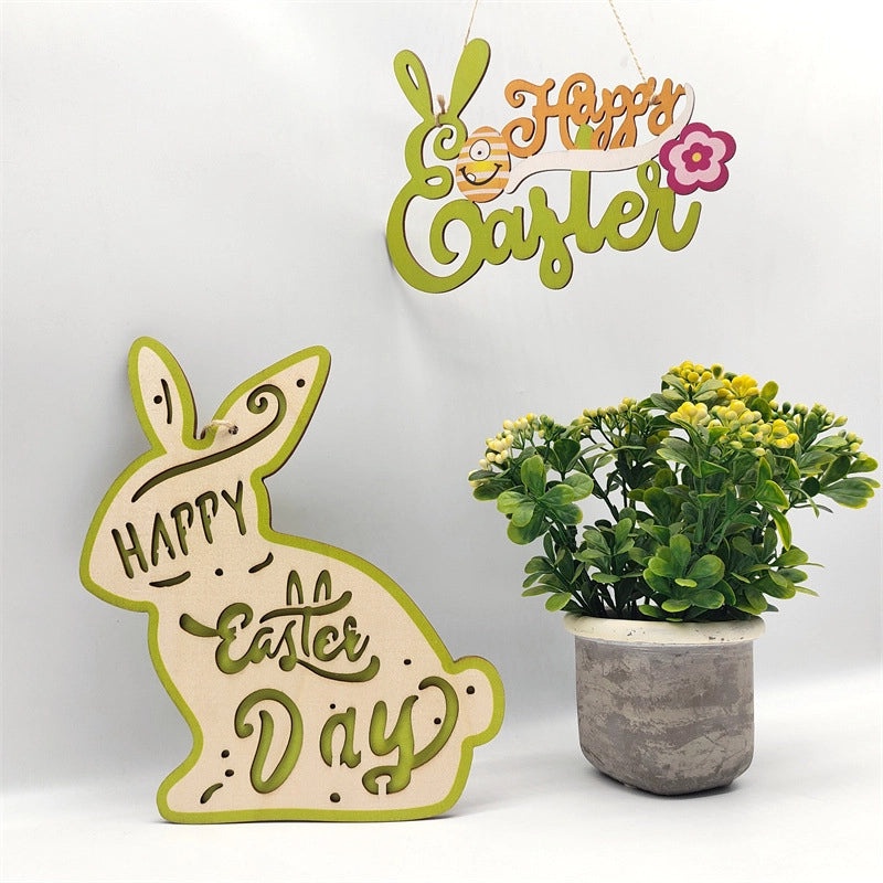 Minimalist Easter Rabbit Wooden Hanging Ornament for Holiday Party Decor | Home Decor & Holiday Ornaments