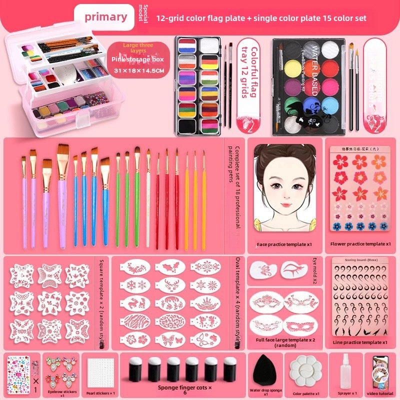 12-Color Face Paint Set for Kids Water-Soluble Safe Halloween Body Makeup|Children's Face Paint & Body Art