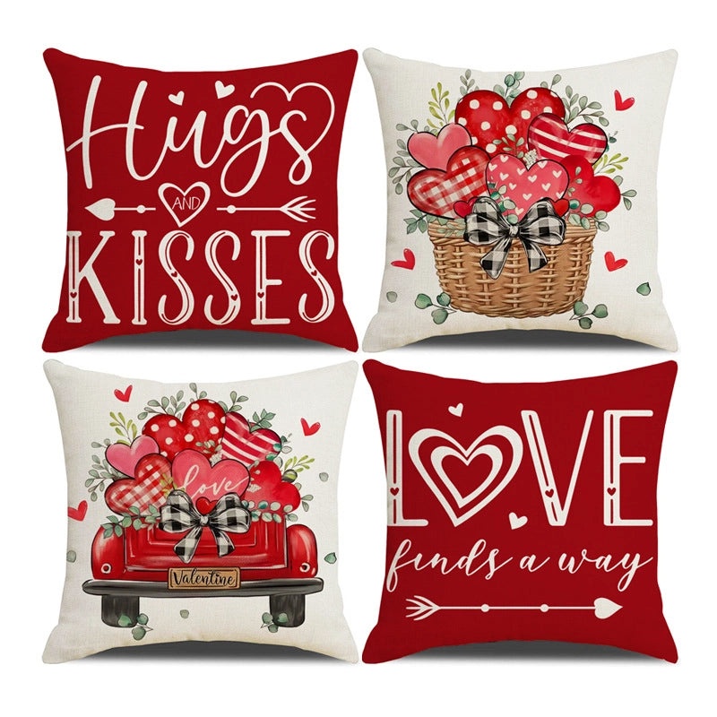 Elegant Valentine's Day Linen Pillow Covers for Sofa | Home Decor