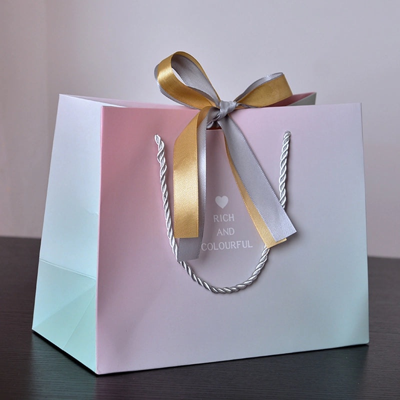 Exquisite White Cardboard Gift Bag with Double Ribbon Handles for Candy Packaging | Gift Bags & Packaging