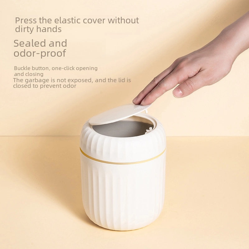 Modern Minimalist Push-Lid Small Desktop Trash Bin for Office Living Room Study | Home & Office Accessories