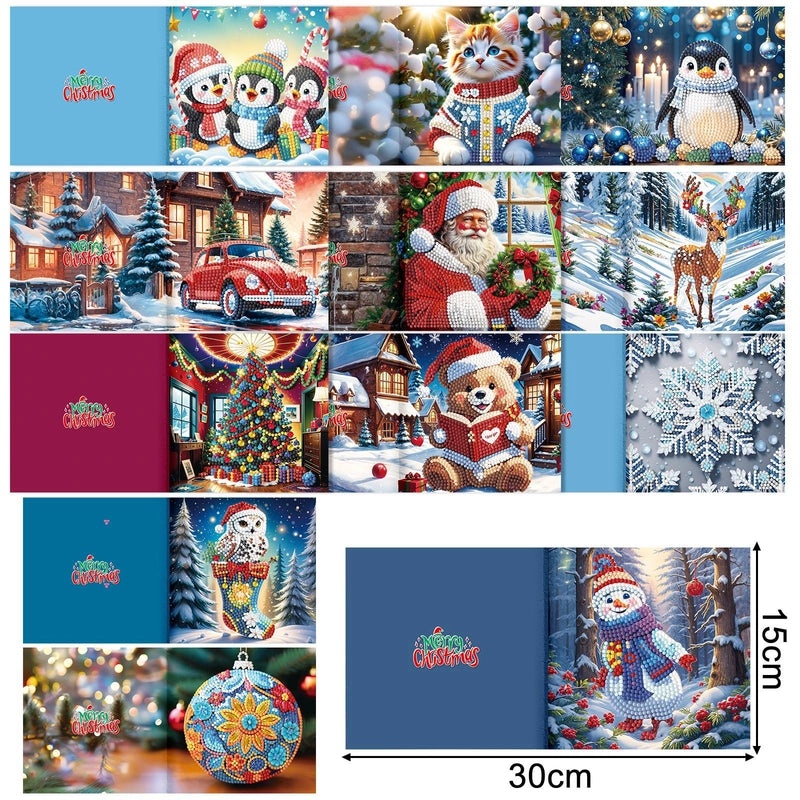 Christmas Diamond Painting DIY Greeting Card with Stickers and Hand Drill | Craft Supplies