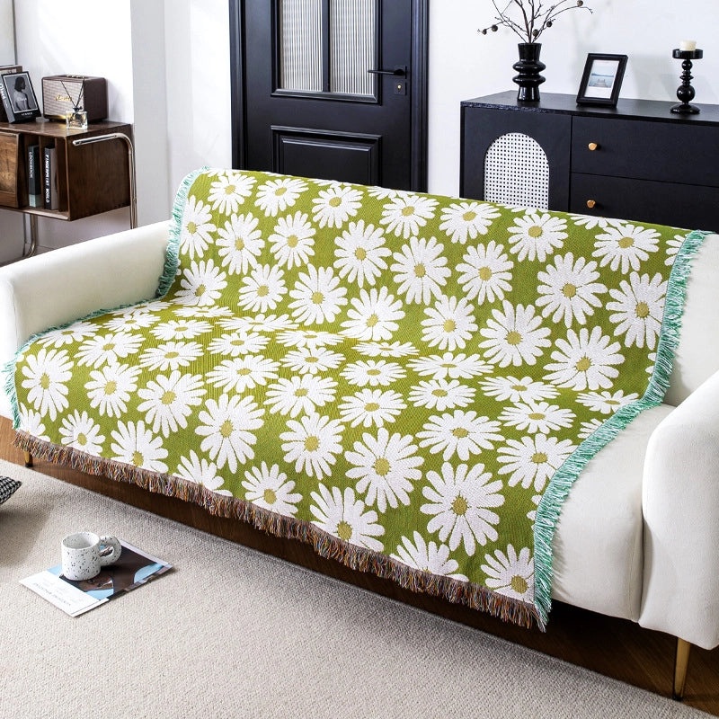 Elegant Floral Cotton Blend Blanket for Sofa and Couch Decor | Home Textiles & Blankets