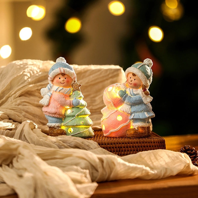 Festive Ceramic Night Lights with Christmas Cartoon Pastoral Color Block Design|Home Decor & Lighting