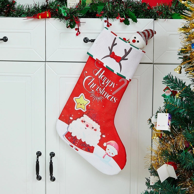 Christmas Holiday Socks 300g Cotton Linen Kids Gift Bags Festive Decorations | Holiday Accessories