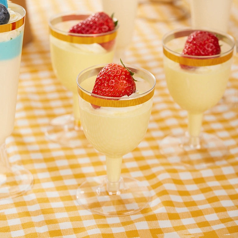 Phnom Penh Clear Plastic Goblet Dessert Cups Disposable Mousse Jelly Pudding Wedding Party Tableware|Disposable Dessert Cups