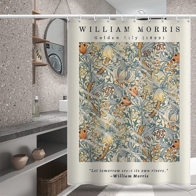 Nordic Van Gogh Inspired Shower Curtain Thickened Water-Repellent Fabric Modern Minimalist Digital Print|Home Decor & Bath Accessories