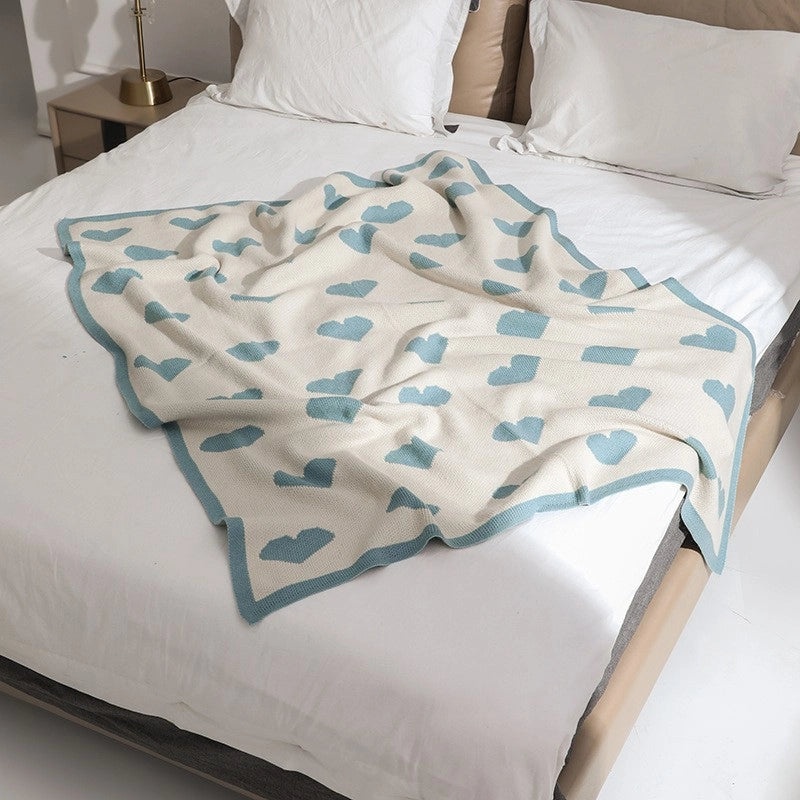 Cute Heart Stripe Acrylic Blanket for Cozy Bedding|Home & Living Bedding