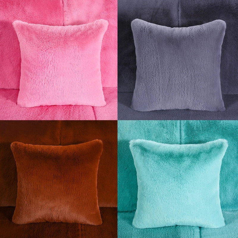 Heart-shaped Plush Rabbit Fur Pillow Soft Sofa Waist Cushion Car Seat Cushion|Home Decor Cushions