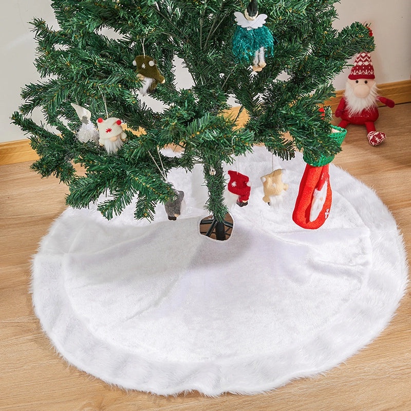 Red and White Plush Christmas Tree Skirt Soft Holiday Tree Base Cover Festive Home Decoration|Christmas Tree Skirts