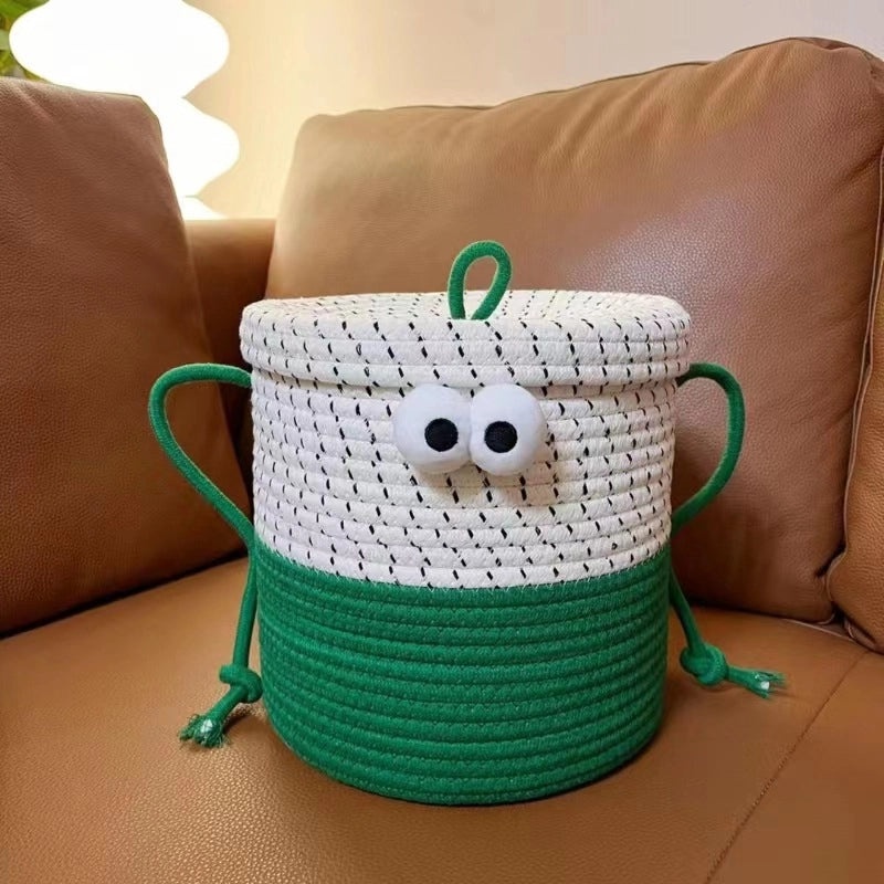 Adorable Cartoon Print Cotton Rope Storage Basket Organizer|Home Storage & Organization