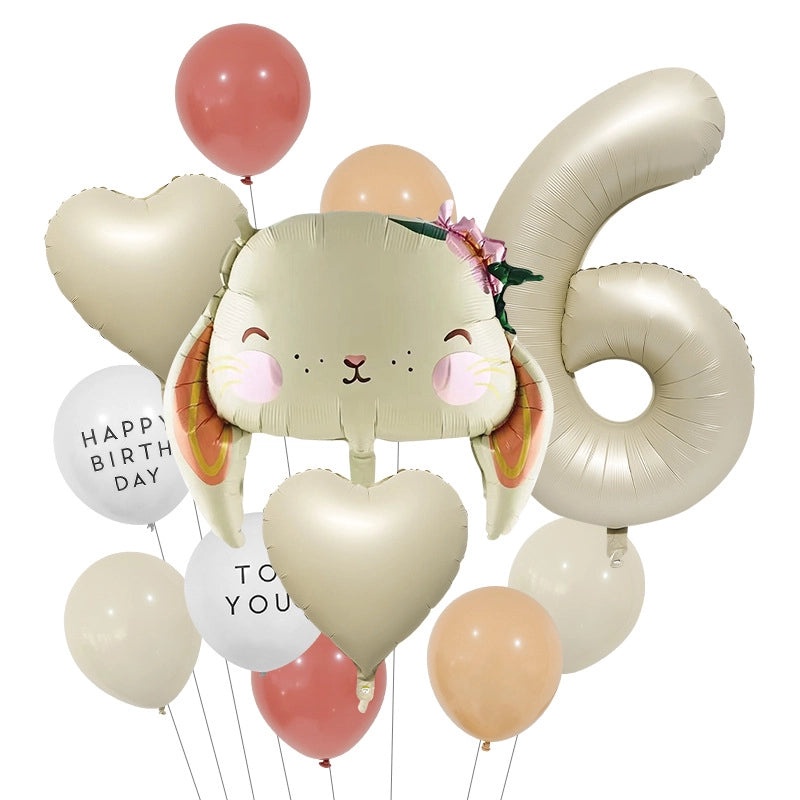 2 Pieces Birthday Rabbit Number Balloons Aluminum Foil Cute Party Decorations|Party Supplies Balloons