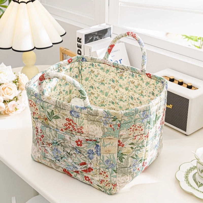 Floral Cotton Storage Basket for Home Organization|Home Storage & Organization
