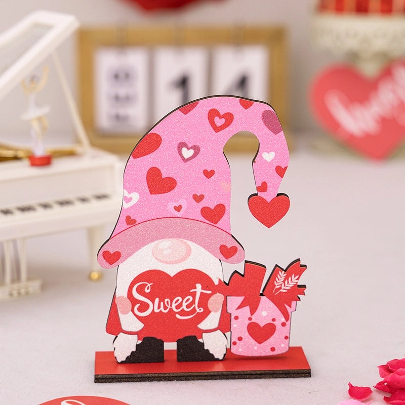 Valentine’s Day Heart Shaped Plywood Indoor Date Ornament Rudolph Doll Table Decor|Home Decor