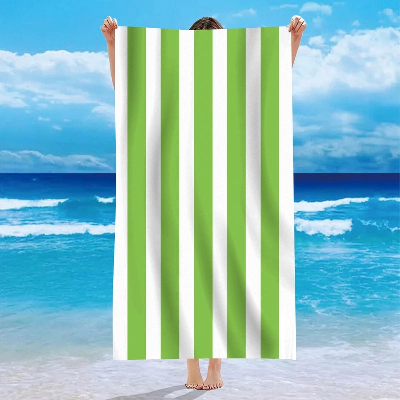 Personalized Single-Sided Velvet Microfiber Beach Towel with Striped Pattern|Beach Towels