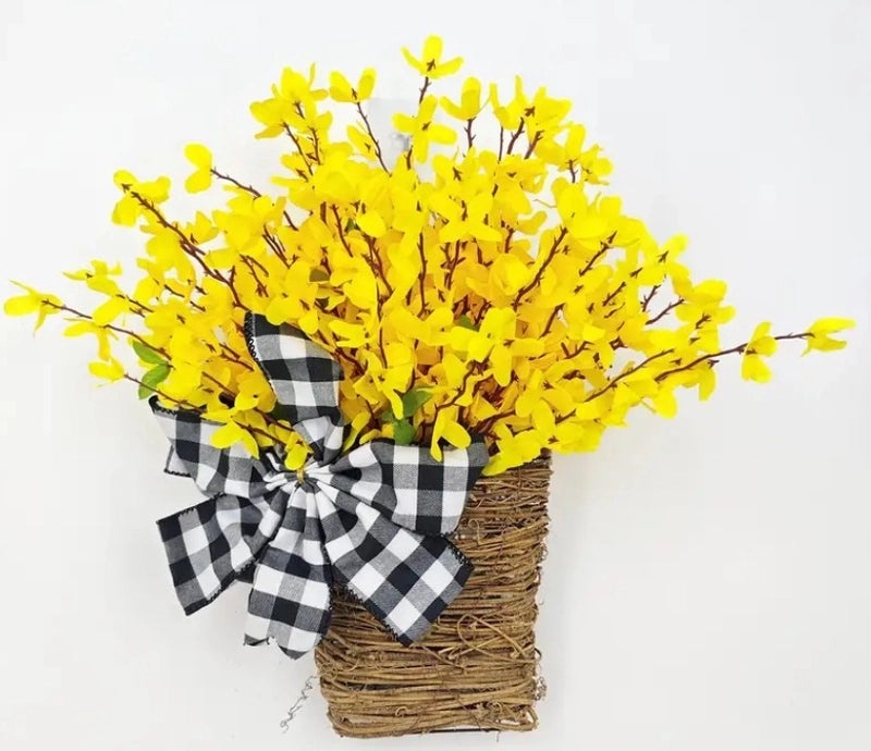 Hydrangea Flower Basket Garland Rattan Door Hanging Artificial Floral Decoration|Home & Garden Decorations