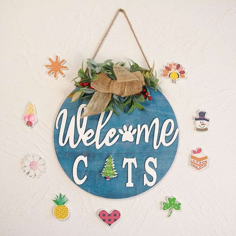 Wooden Welcome Sign Hanging Door Ornament for Easter and Christmas Home Decor | Home Decor