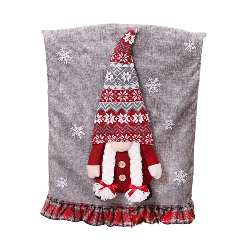 Festive Christmas Cartoon Doll Snowflake Chair Cover and Tableware Set|Holiday Decorations