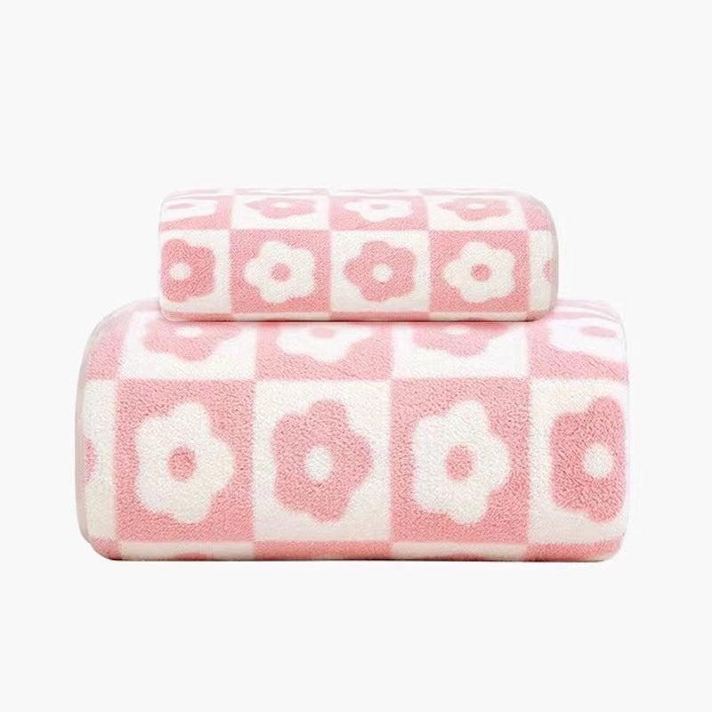 Soft Coral Fleece Pig Flower Towel Set for Couples | Home & Living Towel Gift Set