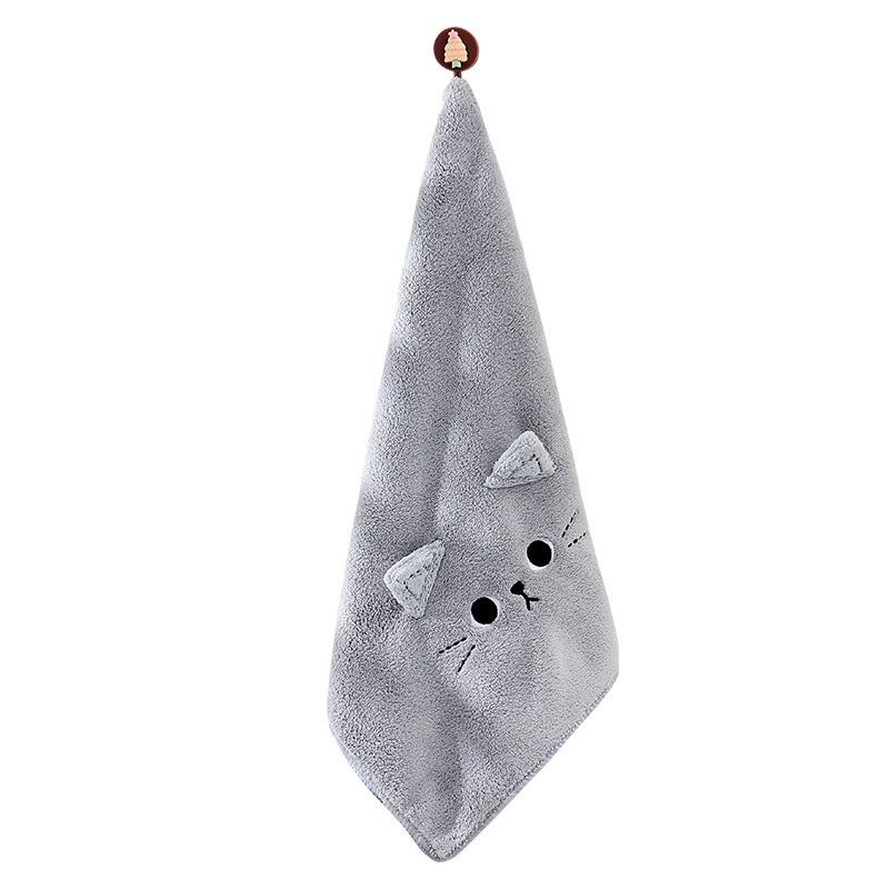 Cute Coral Velvet Cartoon Cat Hair Drying Towel Soft Absorbent Face Towel for Couples | Bath & Beauty Accessories