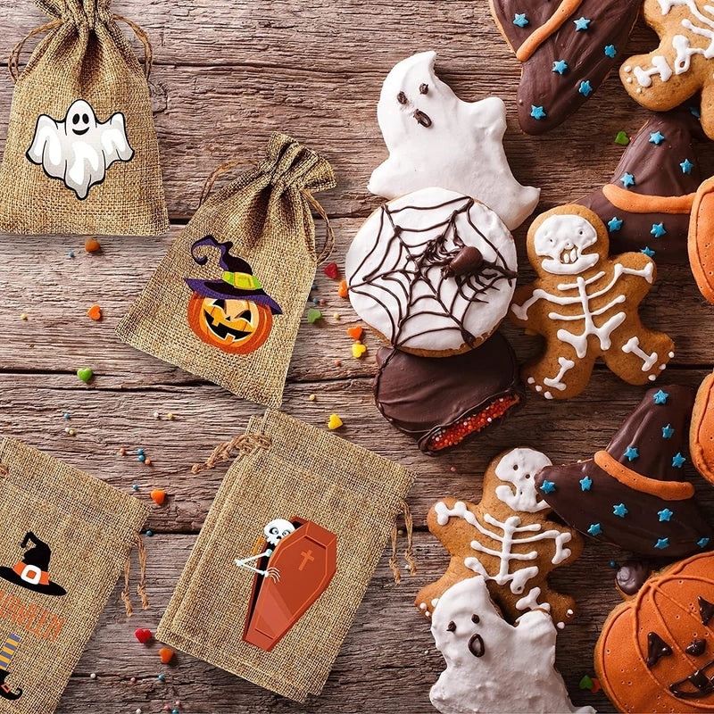 Halloween Pumpkin Linen Party Gift Bags Cute Cartoon Design | Party Supplies