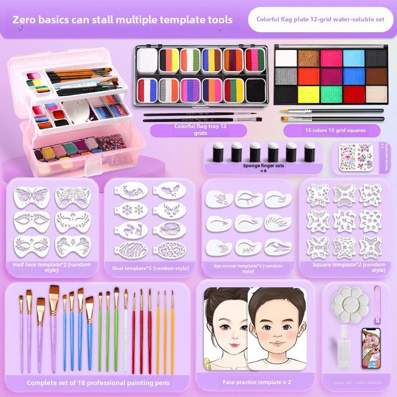 12-Color Face Paint Set for Kids Water-Soluble Safe Halloween Body Makeup|Children's Face Paint & Body Art