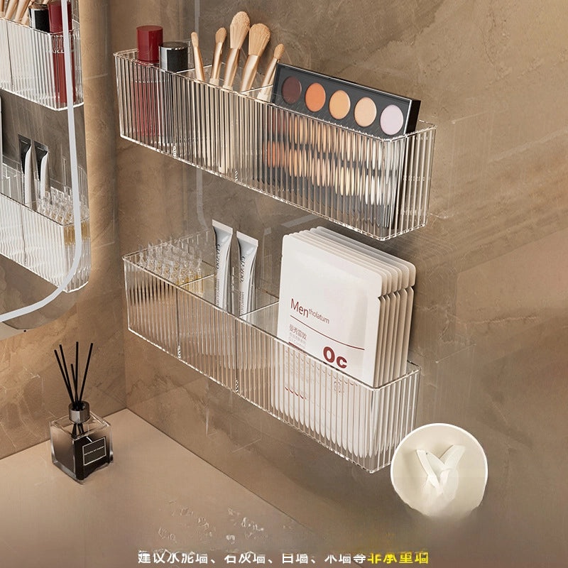 Acrylic Bathroom Storage Rack Wall-mounted Punch-free Organizer for Makeup and Skincare | Bathroom Storage