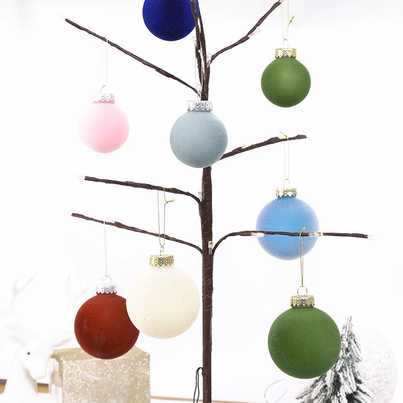 Flocking Christmas Ball Ornaments for Pets 6cm 12PCS Multicolor Plastic Tree Decorations|Christmas Ornaments