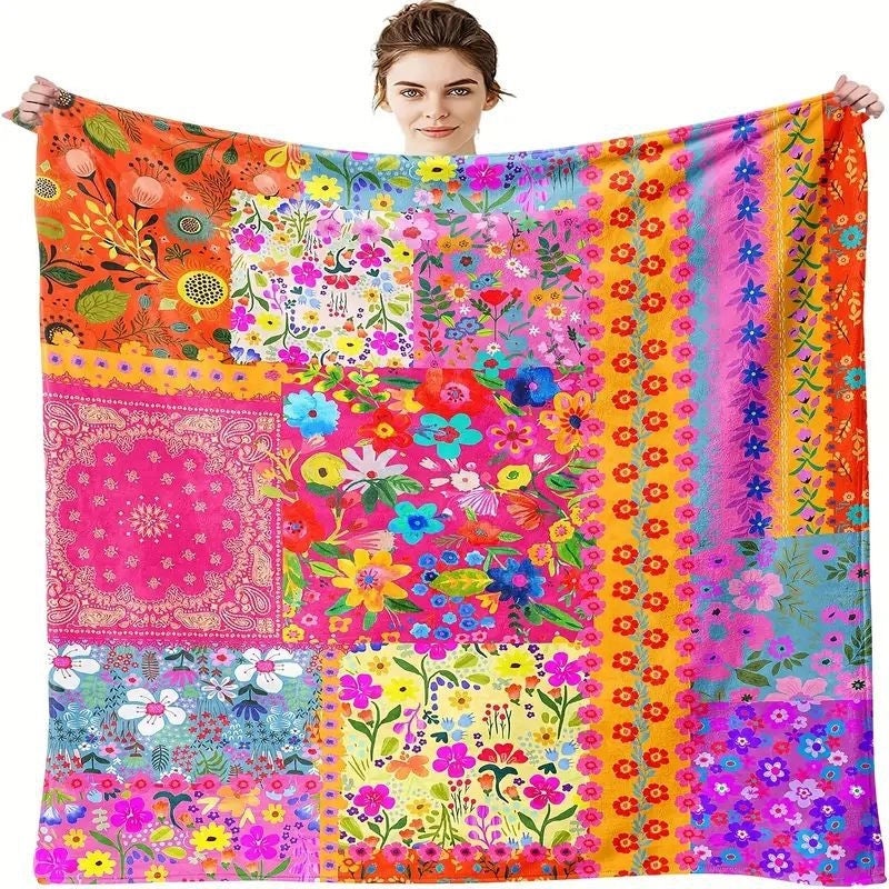 Cozy Double-Sided Velvet Blanket with Cute Cartoon Flower Design for Bedding|Home Textiles & Bedding