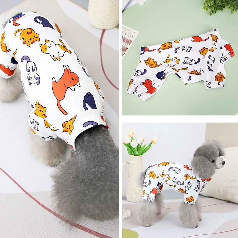 Spring Summer Pet Apparel Cute Printed Tiger Four-Legged Dog Cat Home Clothes Small Medium Puppy Wear|宠物服装