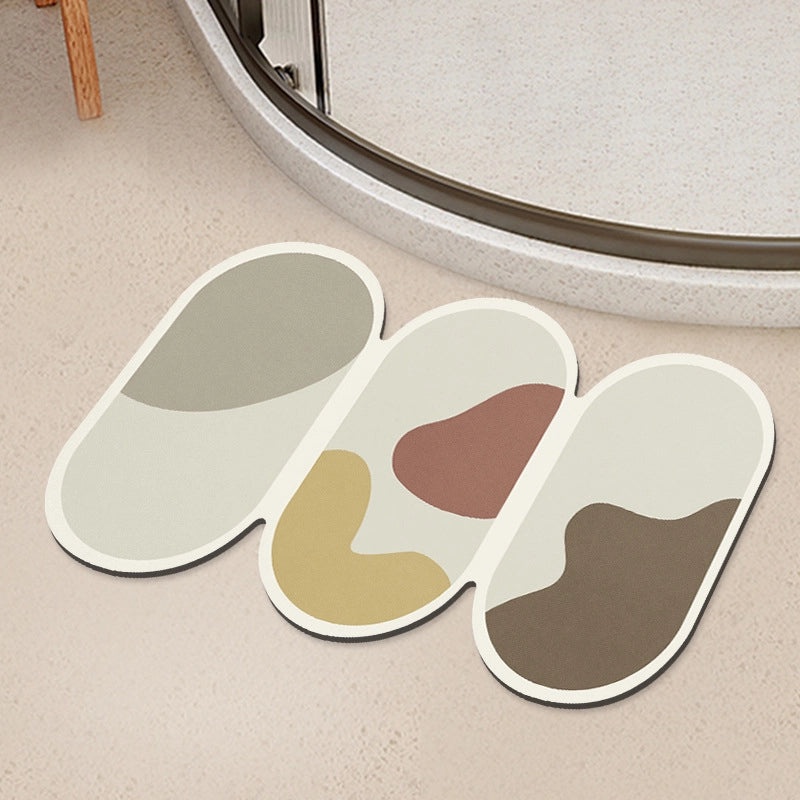 Geometric Diatom Mud Absorbent Bath Mat Non-Slip Soft Bathroom Rug|Bath Accessories