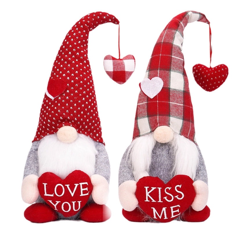Valentine's Day Plaid Heart Cartoon Rudolph Doll Cute Cloth Decoration Party Supply|Home Decor