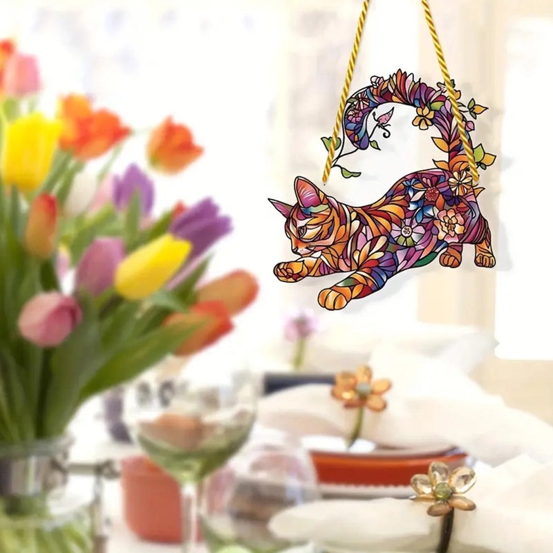 Cat Shaped Dyed Window Hanger for Indoor Outdoor Home and Garden Decoration | Home Decor Accessories