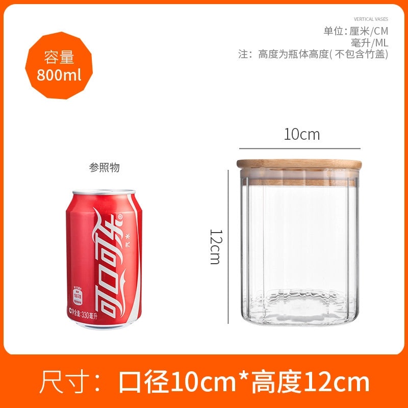 Elegant Striped Glass Storage Tank for Casual Chinoiserie Style|Home Storage & Organization