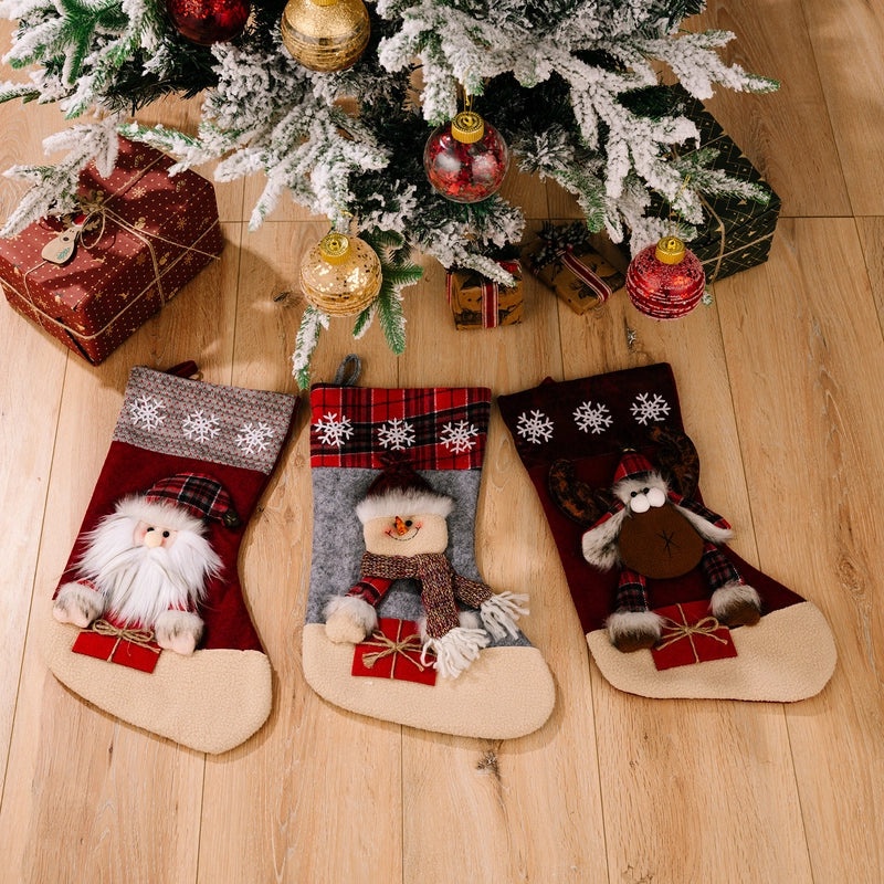 Christmas Santa Claus and Elk Hanging Ornaments Cute Festive Socks for Party Decoration|Christmas Decorations