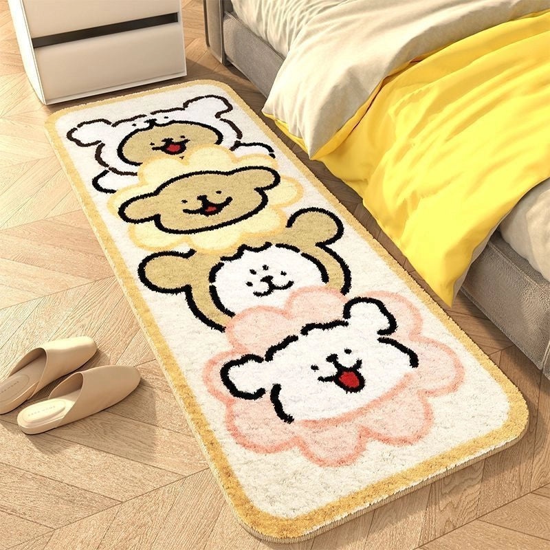 Cute Puppy Shaped Kids Bedroom Rug Soft Faux Cashmere Non-slip Carpet for Girls' Room Bay Window Mat|Home Decor Carpet