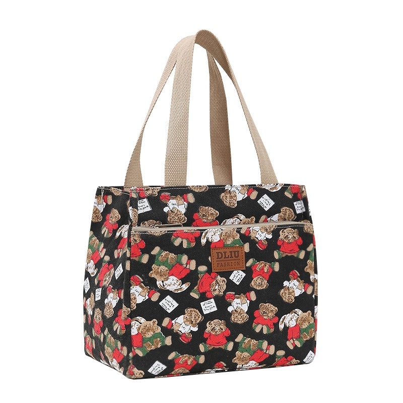 Portable Insulated Lunch Bag Large Capacity Cute Cartoon Printed Thickened Aluminum Foil Lunch Box Bag|Lunch Bags & Coolers