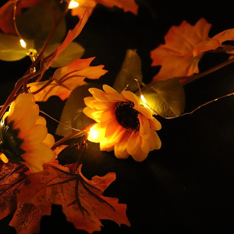 Autumn Rattan Sunflower and Maple Leaf Vine Artificial Plant for Thanksgiving and Christmas Home Decor|Seasonal Home Decorations