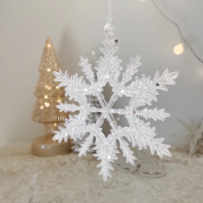 Milky Garden Glitter Christmas Tree Pendant Snowflake Star Angel Garland Hanging Ornament|Christmas Decorations
