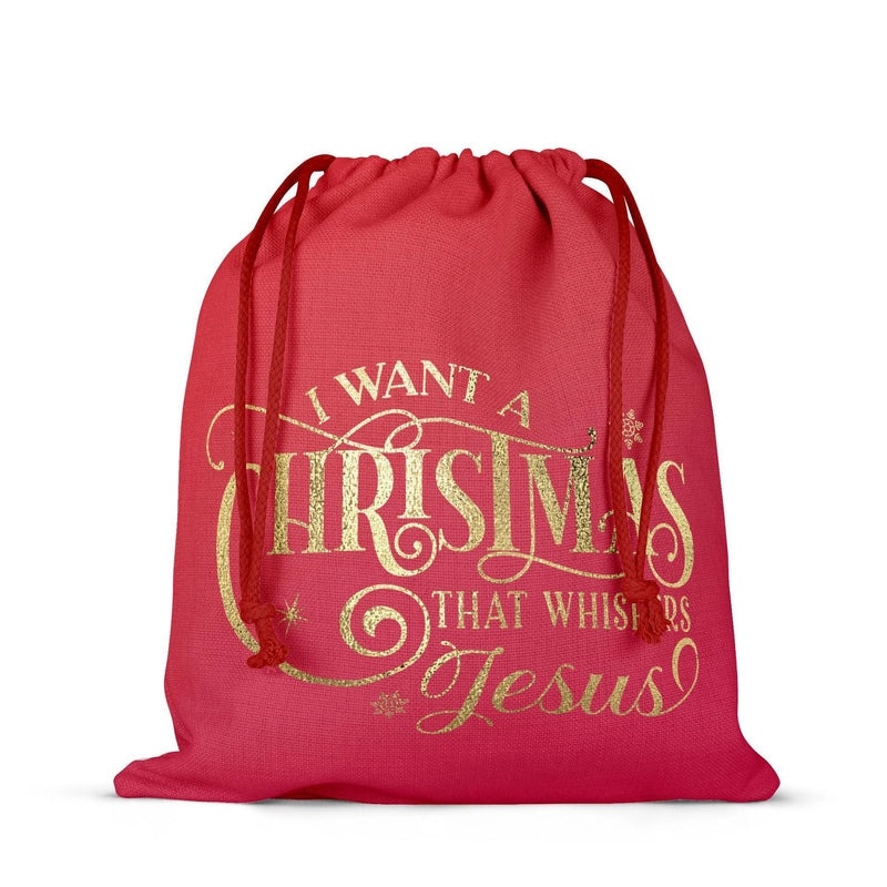 Christmas Linen Drawstring Gift Bag Portable Backpack Travel Storage Pouch | Gift Bags & Packaging