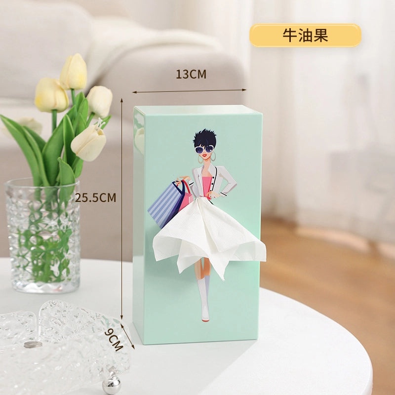 Cartoon Girl Tissue Box with Flying Tutu Skirt Design | Cute Desktop Decoration | Home & Living Accessories
