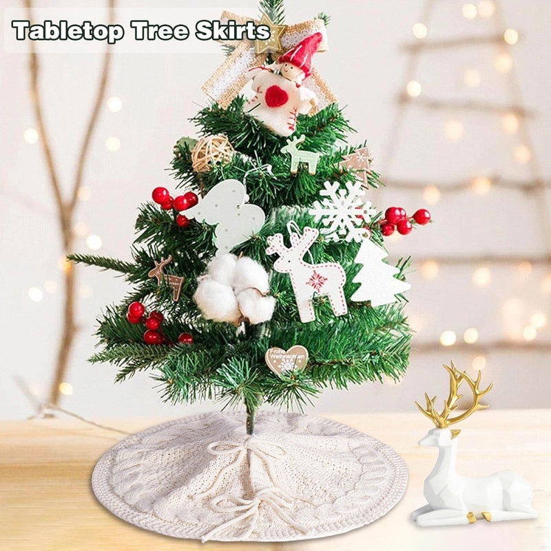 Christmas Knitted Tree Dress Apron Cream Red Festive Holiday Decoration Accessories|Home & Living > Holiday Decorations