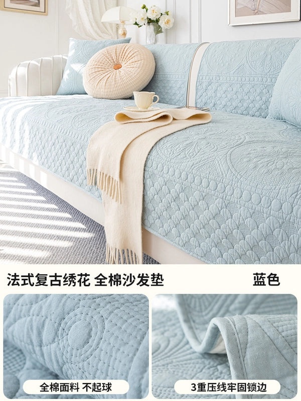 Japanese Korean Style Cream Cotton Sofa Cushion Four Seasons Non-Slip Universal Sofa Cover|Home Decor