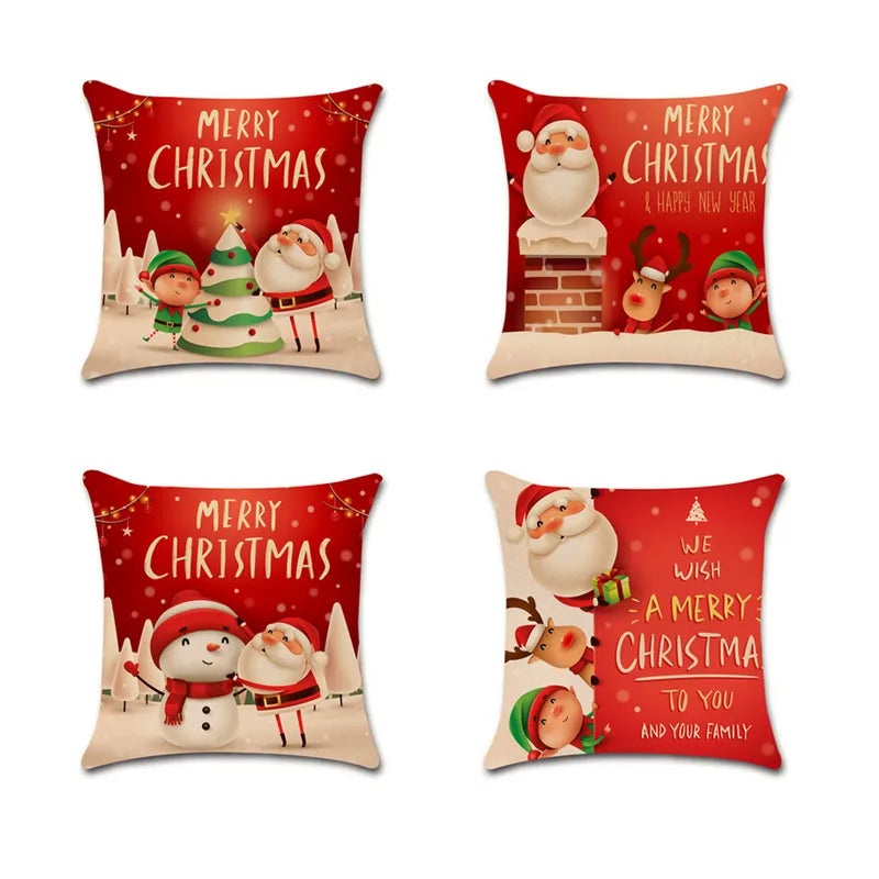 Christmas Cartoon Truck & Tree Linen Pillowcase New Holiday Decor | Home & Living Decor