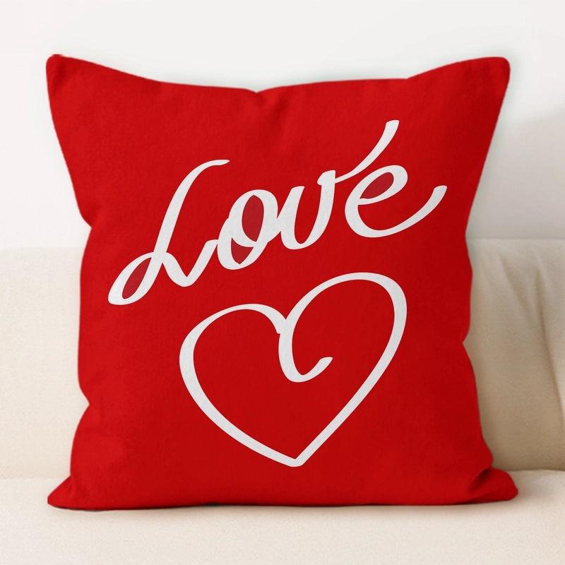 Valentine's Day Minimalist Letter Plush Throw Pillow Cover for Couch and Sofa Decor | Home Decor & Pillows
