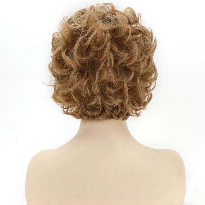 Light Brown Short Curly High Heat Resistant Silk Wig for Fashion Party|Wigs & Hair Extensions