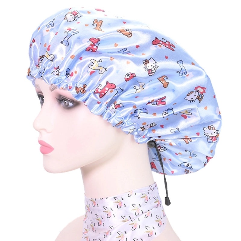 Vacation Waterproof Cartoon PE Shower Cap for Hair Protection|Bathroom Accessories