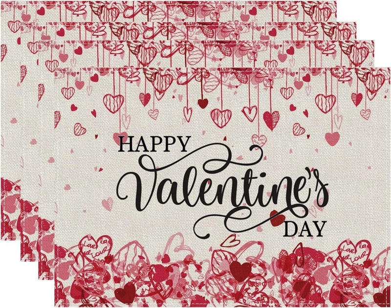 Romantic Heart-Shaped Rose Linen Cotton Blend Pillow Cover|Home Decor Accessories