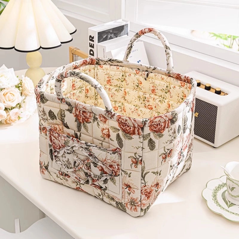 Floral Cotton Storage Basket for Home Organization|Home Storage & Organization