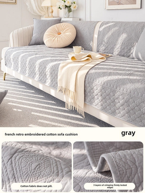 Japanese Korean Style Cream Cotton Sofa Cushion Four Seasons Non-Slip Universal Sofa Cover|Home Decor